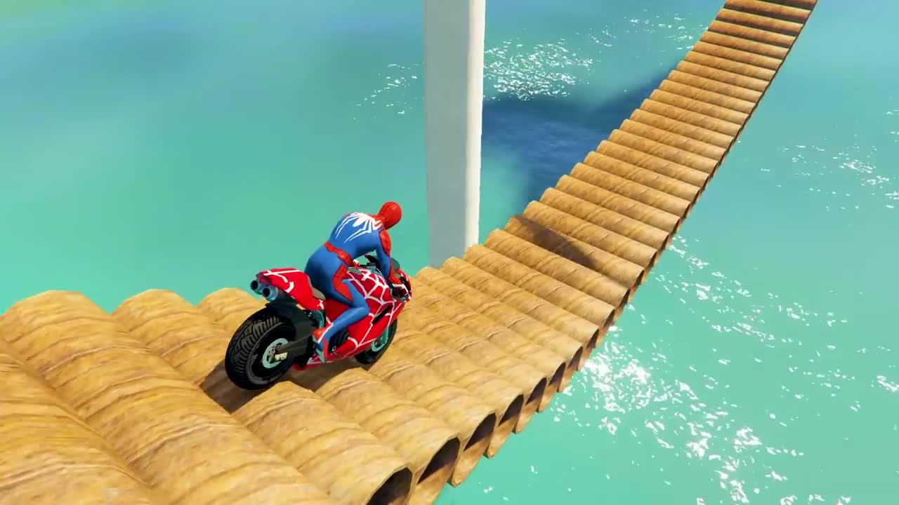 GTA V New Epic Parkour Race For Car Racing Challenge by Cars and Motorcycle, Founded Spider Shark4