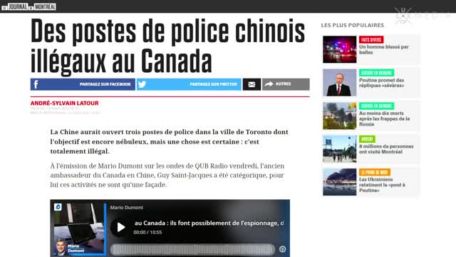 MÉZANMI : DES POSTES DE POLICE CHINOIS ILLÉGAUX EN SOL CANADIEN