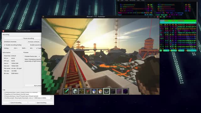 Arch Linux + Minecraft 1.16.5 + SEUS Shaderpack + SimpleScreenRecorder - Test 2 - Entire Screen