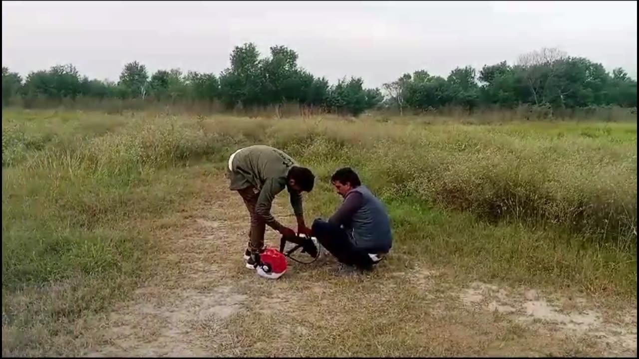 Cricket Ground Grass Cutting Start Work With Machine