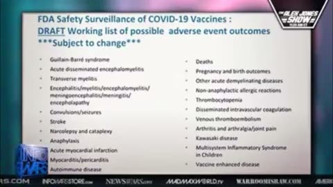 Alex Jones shows FDA document that shows side effects of Covid shots