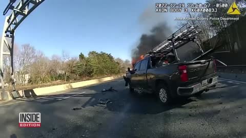 Rescuers Break Window to Save Unconscious Driver From Fire