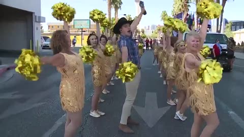 Abel Garcia dances with the Vegas Golden Gals