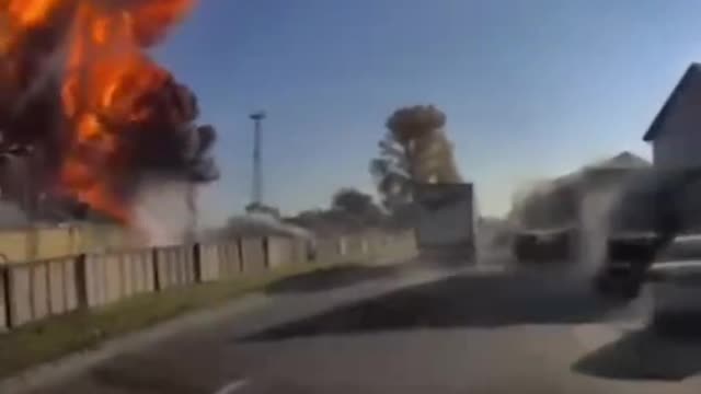 Dashcam footage shows the moment a missile hit a Lviv power station.