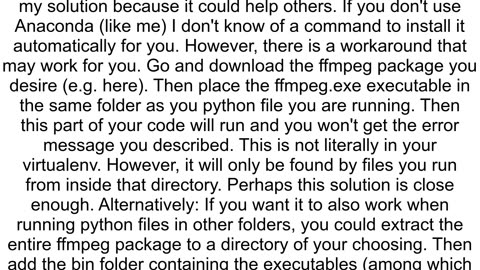 Install ffmpeg in to virtual environment