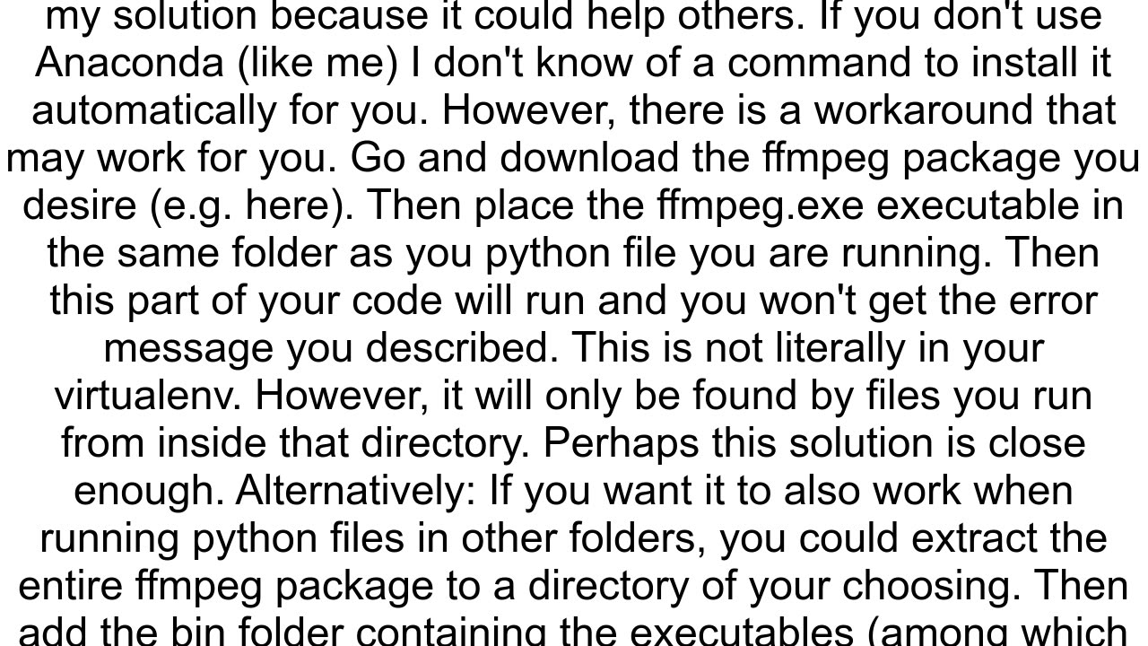 Install ffmpeg in to virtual environment