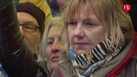 Demonstrators in Brussels march for Ukraine on invasion anniversary