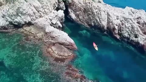 Rowing in the blue ocean