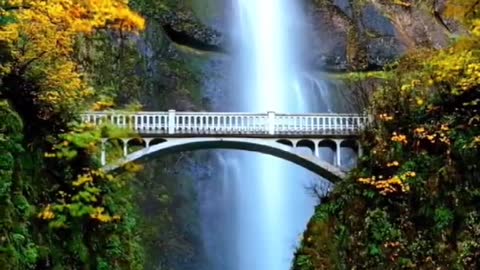 Alpine waterfall bridge