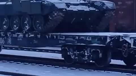 Rechitsa train station filled with tanks
