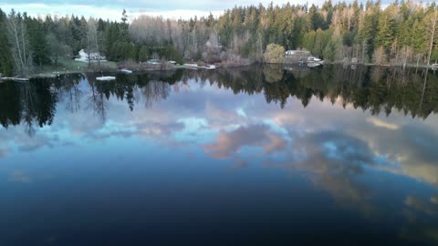 Drone - clouds in lake