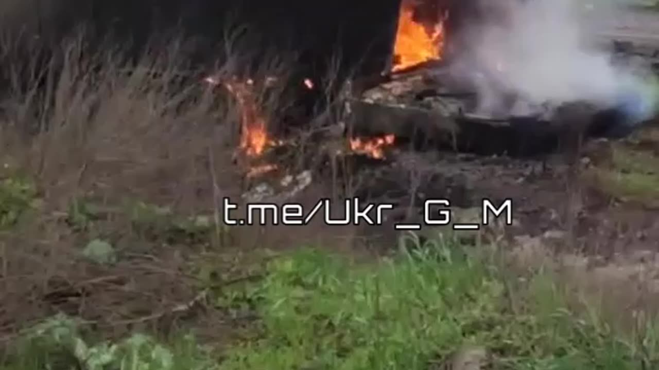 Destroyed enemy armored vehicle YPR-765 with ammunition burned out