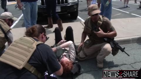 Aug 12 2017 Charlottesville 2.12 compilation Militiamen Administer First Aid