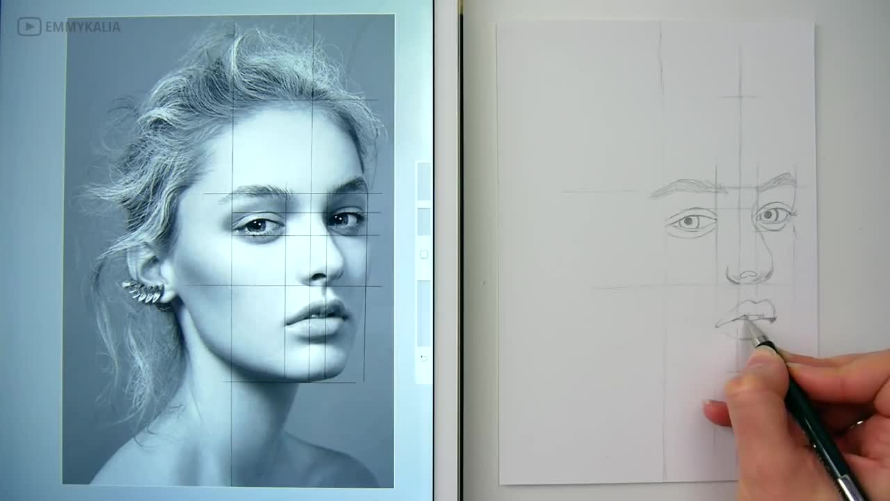 How to draw a face for beginners from sketch to finish | Emmy Kalia