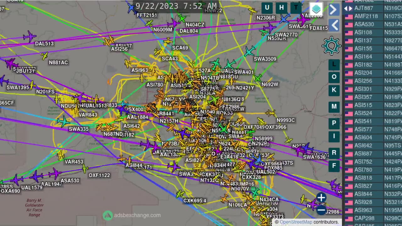 Phoenix Arizona Air Traffic Time Lapsed - Sept 21st 2023 - Night Session -