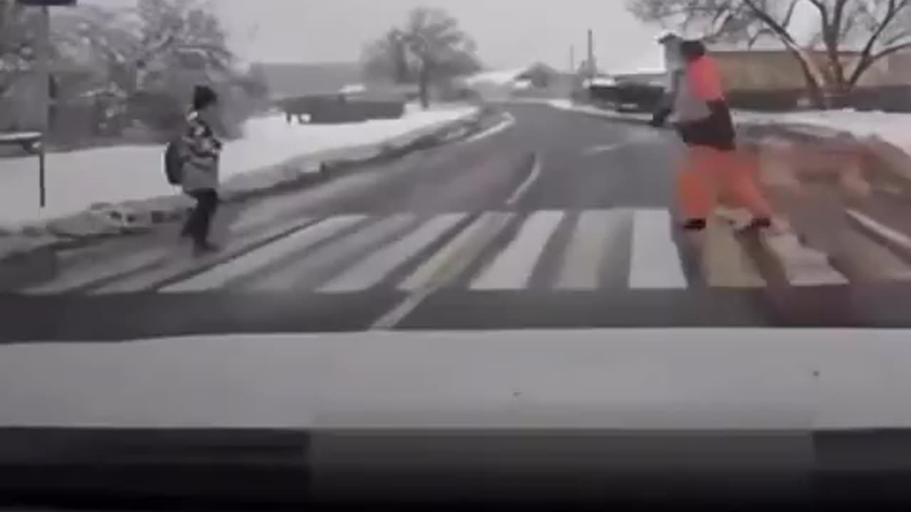 Hero Saves Kid At Crosswalk