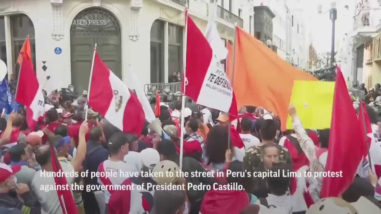 Protest in Peruvian capital against President Castillo