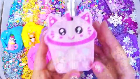 Cat Slime Mixing Random Cute, shiny things into slime #ASMR #Satisfying #slimevideos