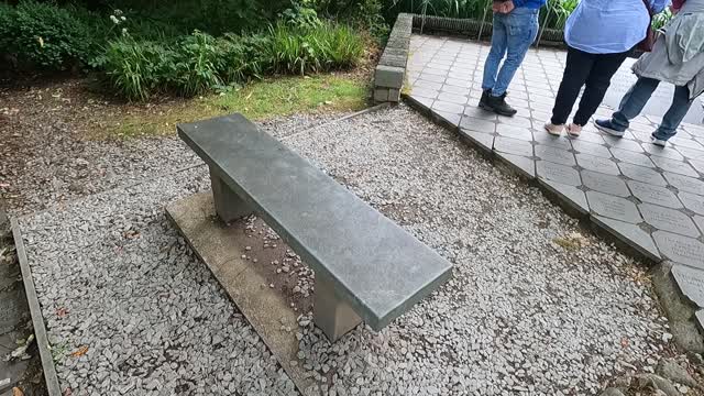 Walking along the engraved path. Wordsworth garden. Grasmere. July 31st 2021