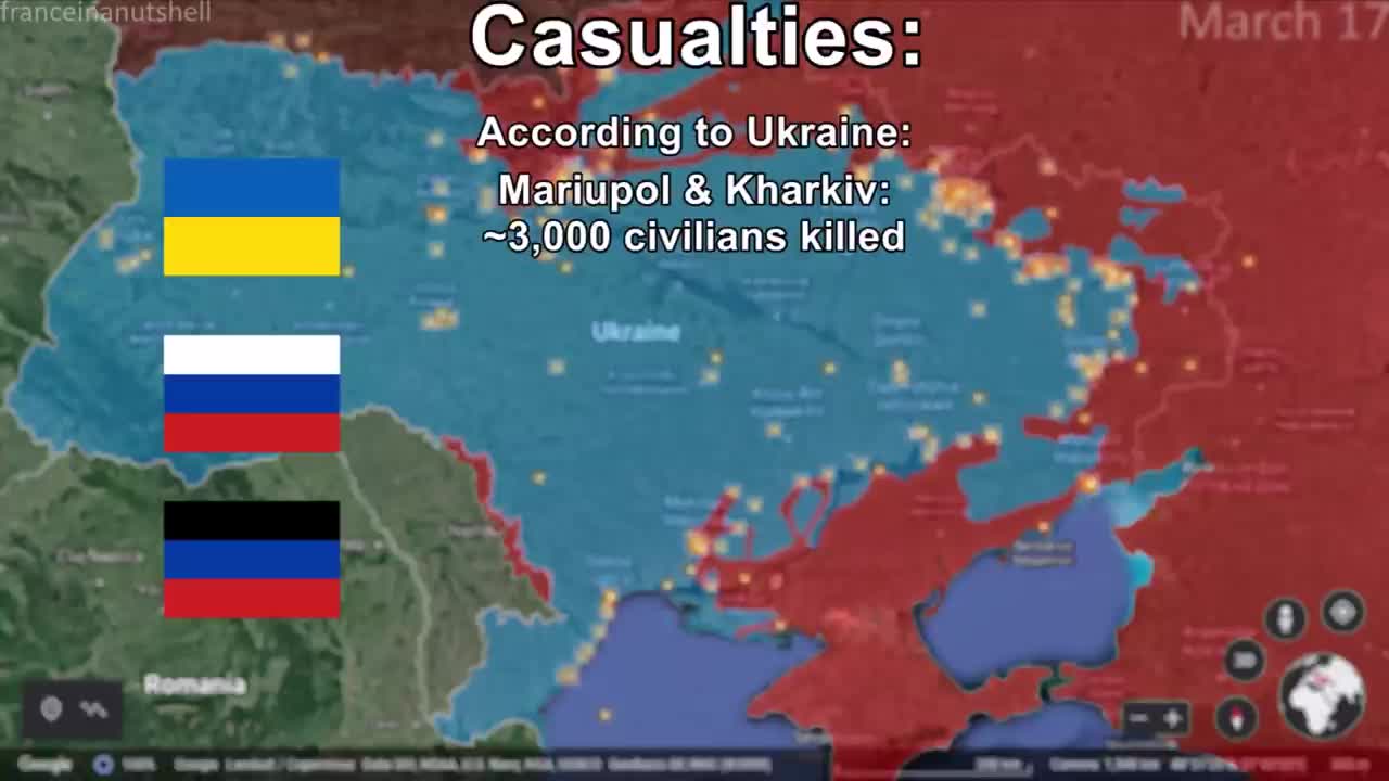 Russo-Ukrainian War March 17 Mapped using Google Earth