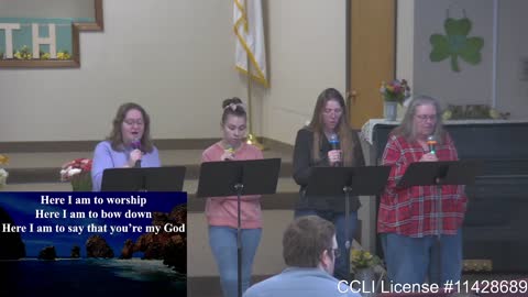 Moose Creek Baptist Church sings “Here I am To Worship“ During Service 2-27-2022
