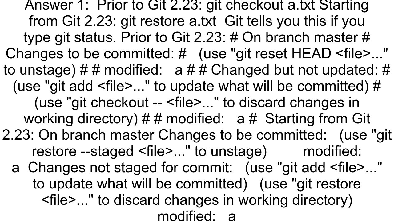 How do you revert a git file to its staging area version