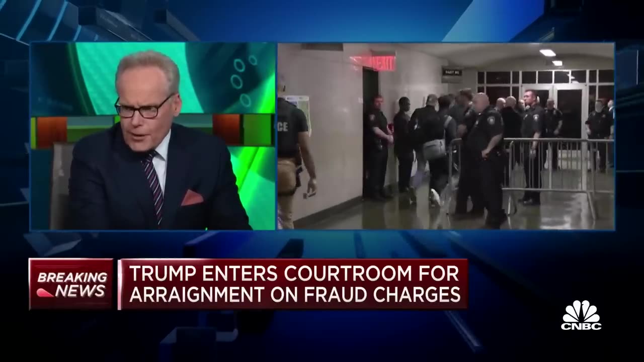 Donal trump entering New York city courtroom following arrest processing