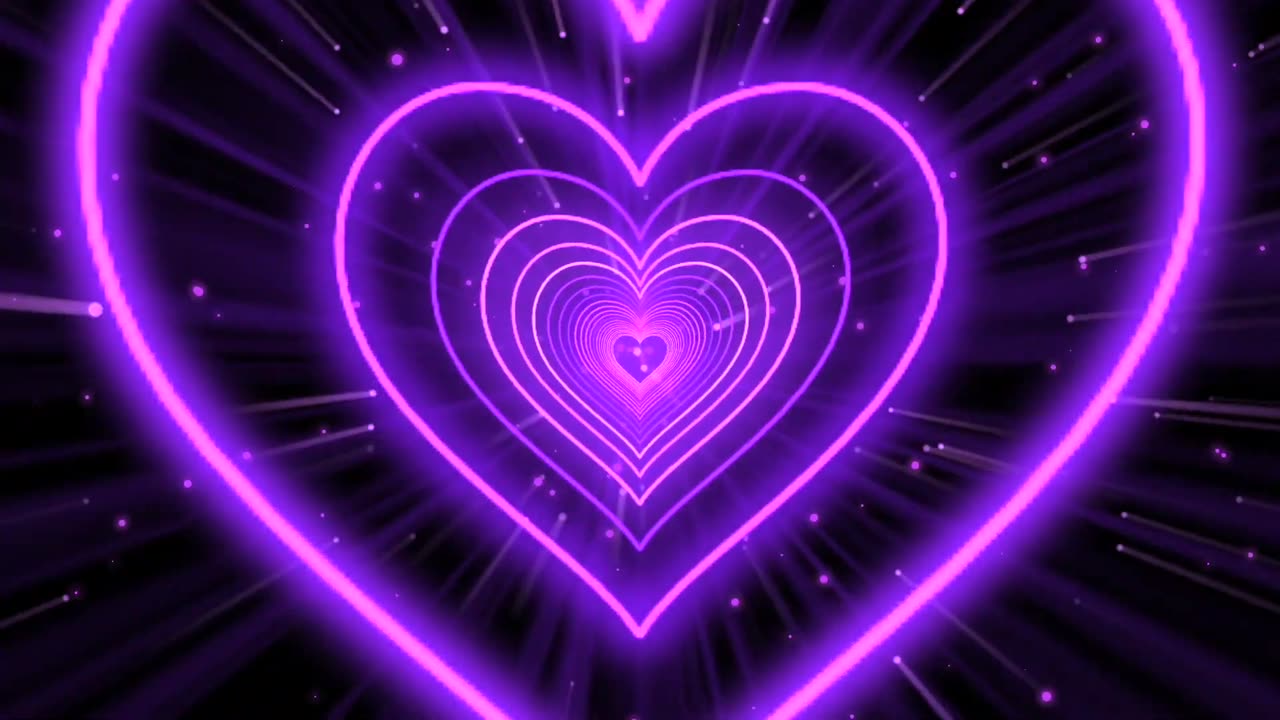 412. Heart Tunnel💜Purple Heart Background Neon Heart Heart