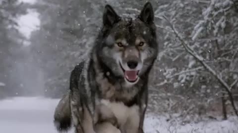 A dog in the snow.