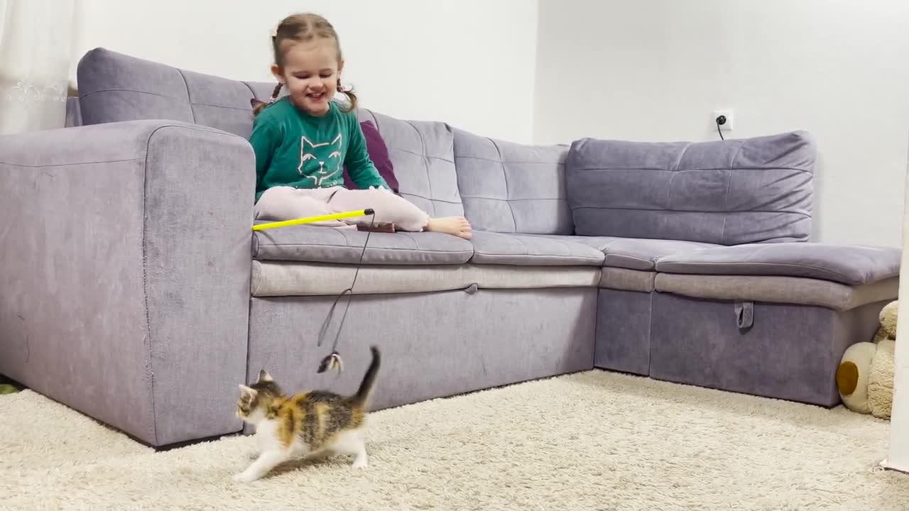 Adorable Baby Girl and Cute Kitten Play Extremely Funny [TRY NOT TO LAUGH]