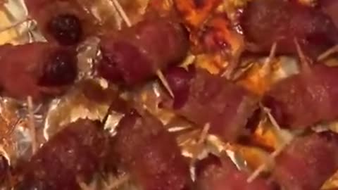 Bacon Wrapped Little Smokies in the Oven with brown Sugar