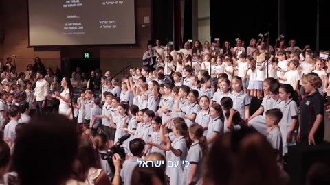 Students of Moriah College in Australia sang Am Yisrael Chai in solidarity with Israel