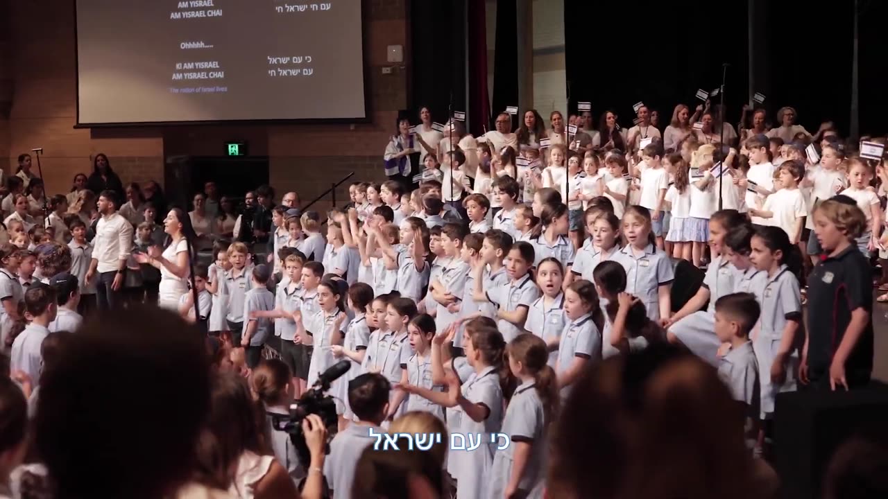 Students of Moriah College in Australia sang Am Yisrael Chai in solidarity with Israel