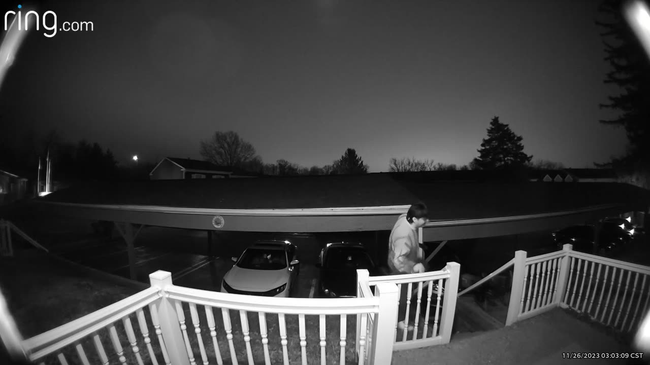 Doorbell Camera Captures Drunk Guy Falling Over Railing