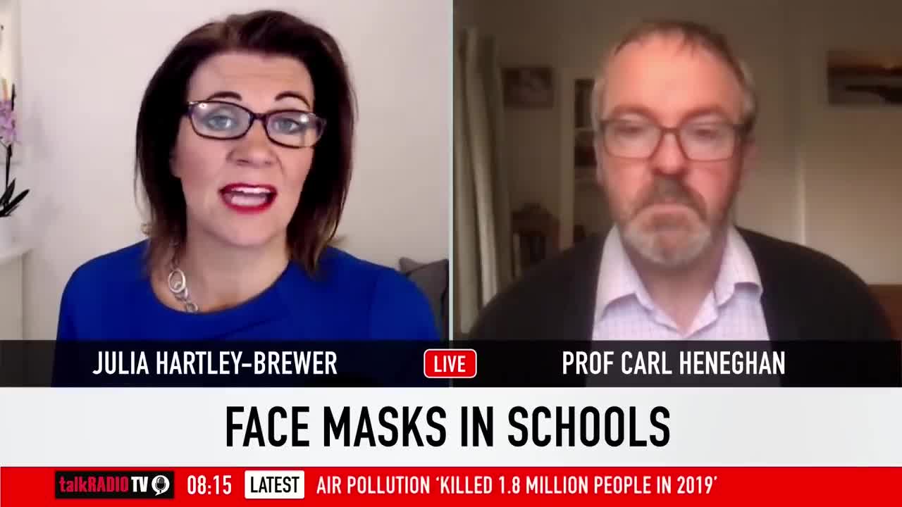 Prof. Carl Heneghan: 'Government evidence shows evidence for NOT wearing masks in Schools'