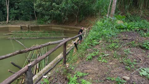 Make a pumpkin rig on the pond on a rainy heavy day, Revealing Duong private life. Primitive Skills