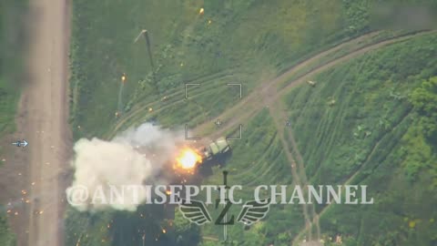 The destruction of the Ukrainian MLRS BM-21 Grad by drone-kamikaze Lancet