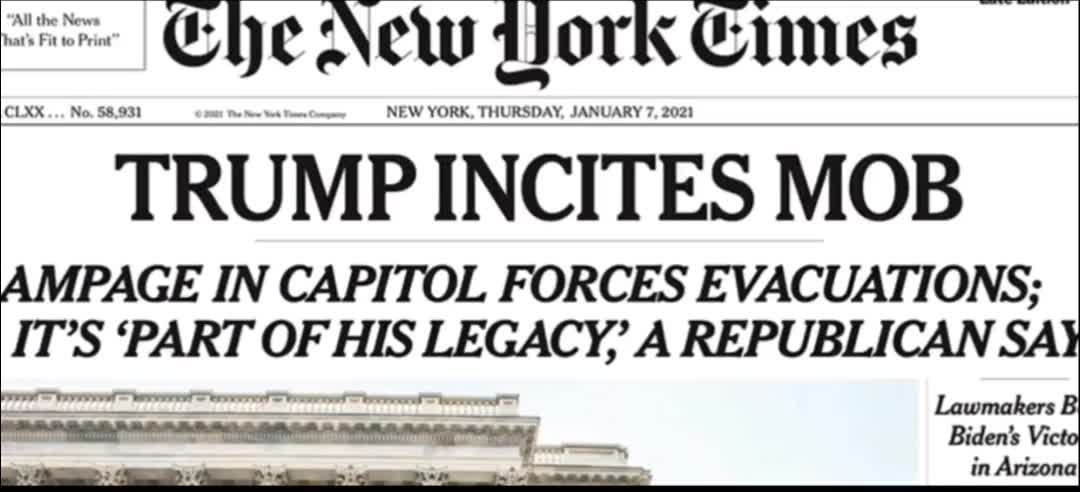 Jan. 6th - The Capitol Building - President Donald Trump - Their Narrative of Insurrection