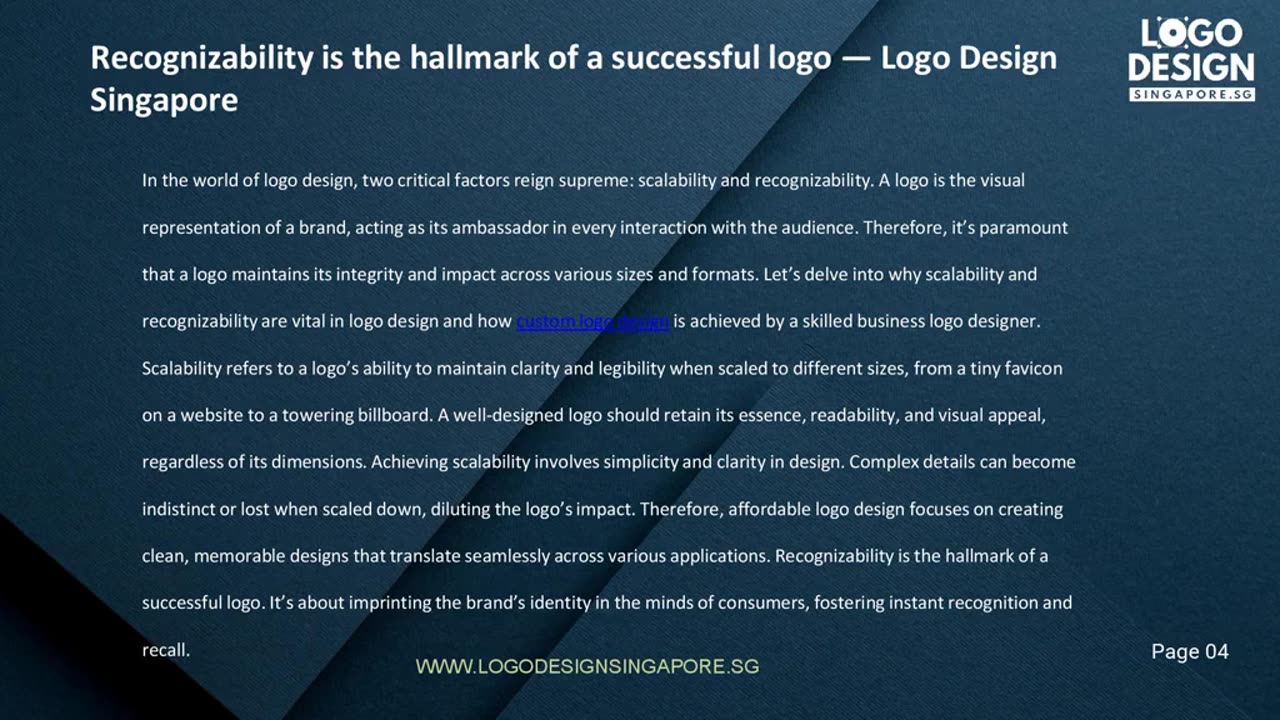 Recognizability is the hallmark of a successful logo — Logo Design Singapore