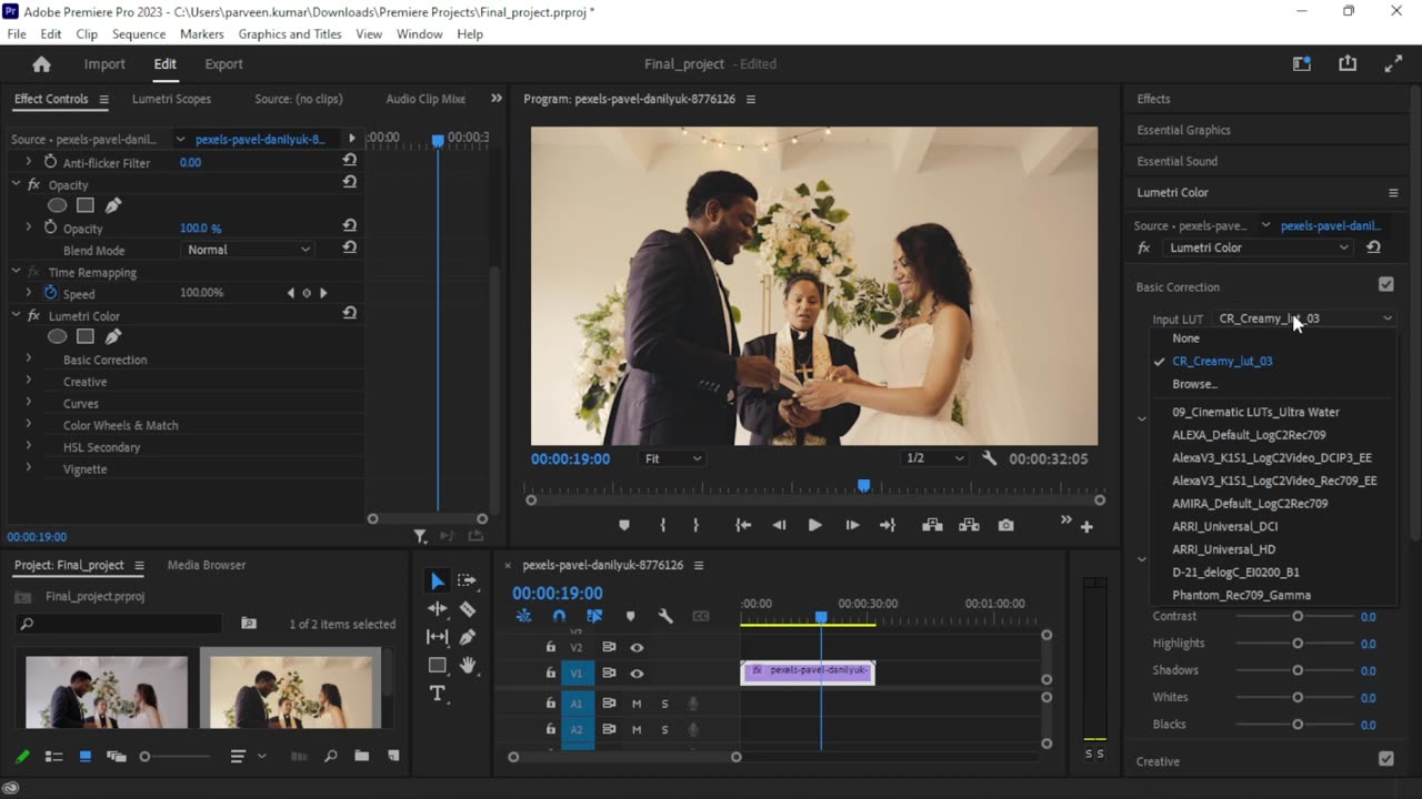 Adobe Premiere Pro - Creamy LUTs Pack for Wedding