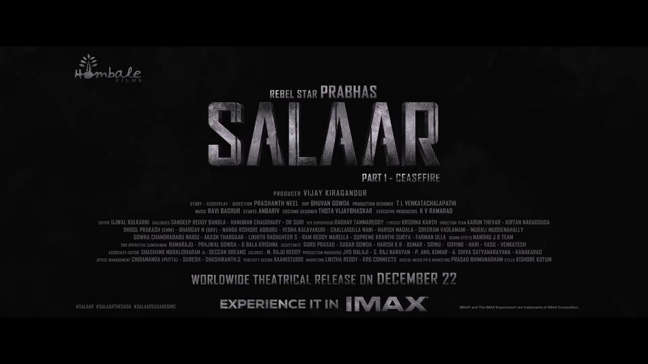 Salaar Teaser | Prabhas, Prashanth Neel, Prithviraj, Shruthi Haasan, Hombale Films, Vijay Kiragandur