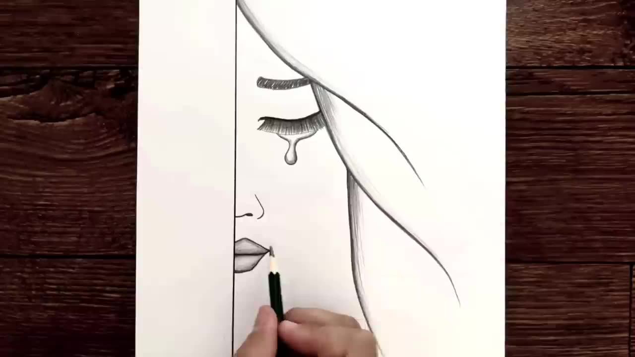 Çok Kolay Üzgün Kız Çizimi - Ağlayan Bir Kız Çizimi - Güzel Bir Kız Nasıl Çizilir [ Girl Drawing ]