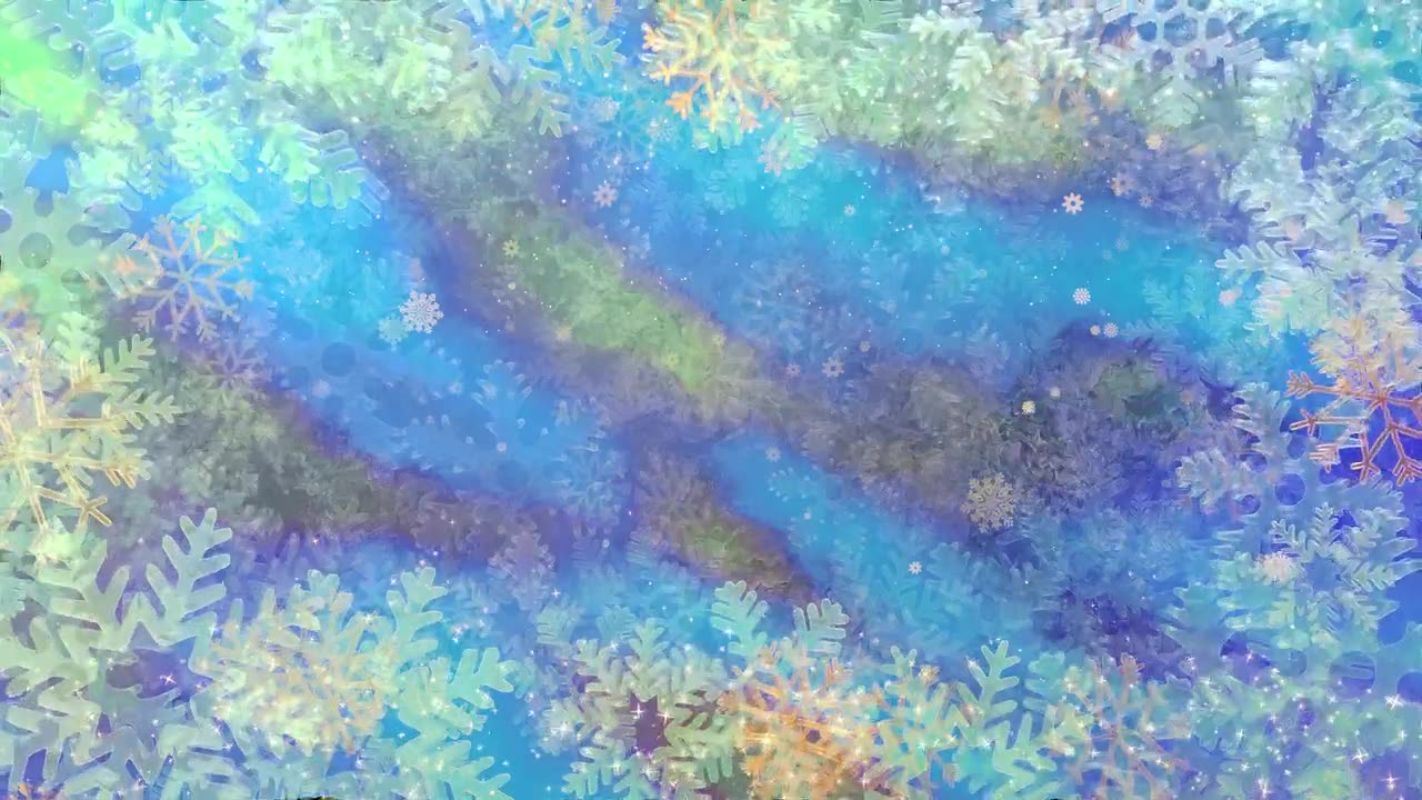Multicolored watercolor background with snowflakes