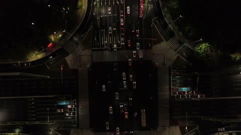 Aerial photography of urban traffic at night