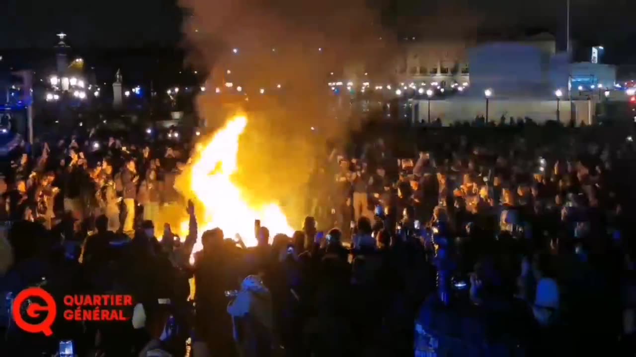 Chaos In The Street Of Paris As They Burn Macron In Effigy Over Raising The Retirement Age