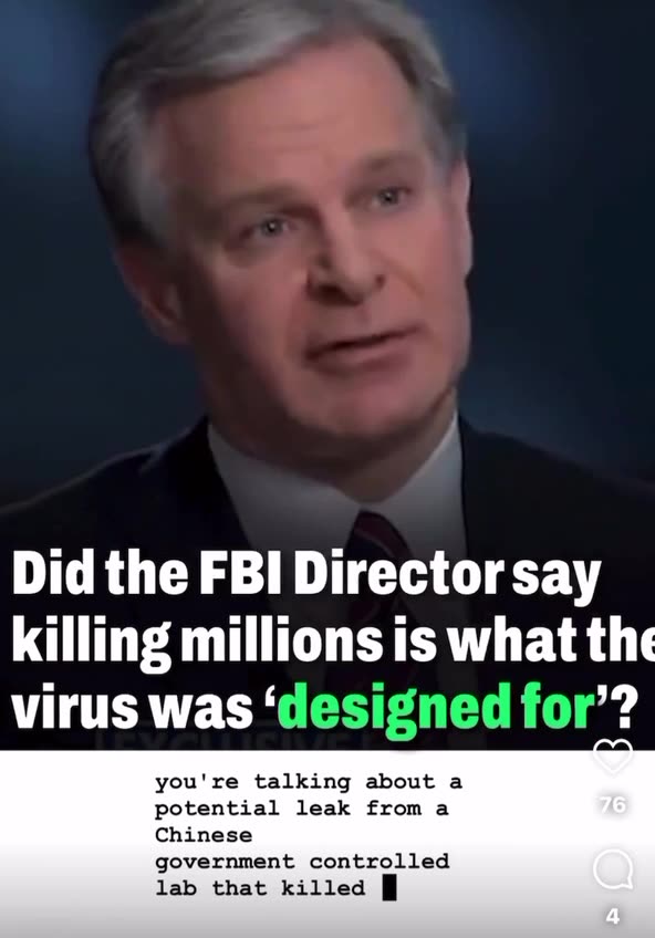 Did The FBI's Chris Wray Say COVID Was Designed To Kill Millions Of People?