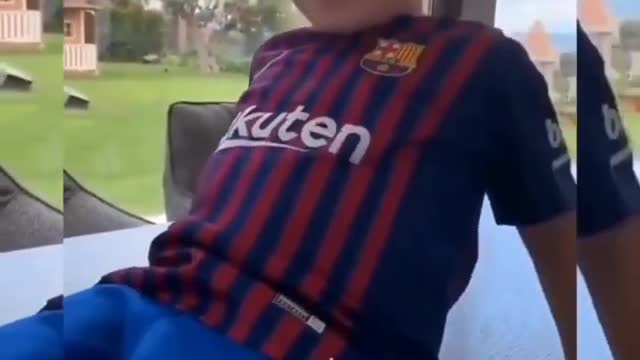 Mateo Messi Roccuzzo listening to I don't care | mateo funny video #shorts