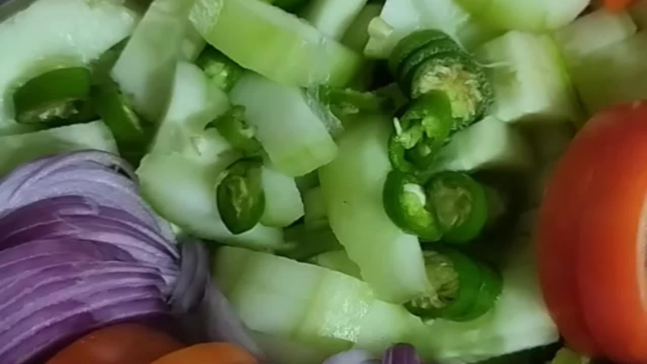 Cucumber and tomato salad.