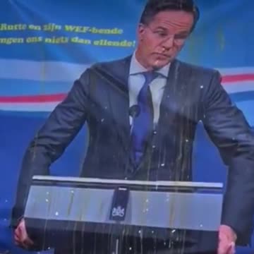 Dutch Citizens Throw Eggs at Canvas of Their WEF Shill of a Prime Minister, Mark Rutte