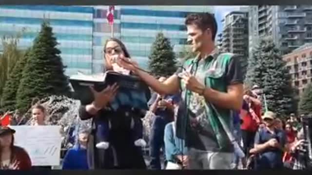 A nurse spoke at the Calgary gathering